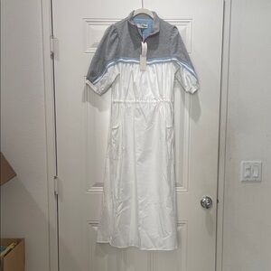 Anthropologie Daily Practice White Amplitude Drawstring Midi Dress